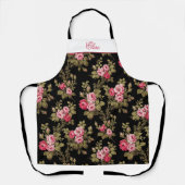 Roze  Rozen w/Name-Black Achtergrond Schort (Voorkant)