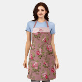 Roze  Rozen w/Name-Old Roos Achtergrond Schort (Gedragen)