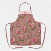 Roze  Rozen w/Name-Old Roos Achtergrond Schort (Voorkant)