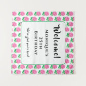 Roze rozen wandkleed (Voorkant (horizontaal))