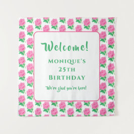 Roze rozen wandkleed