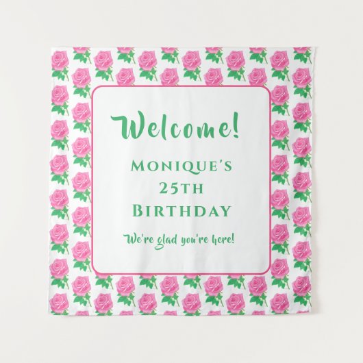 Roze rozen wandkleed (Voorkant)