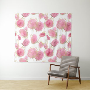 Roze rozen wandkleed