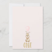 Roze rozen wat konijn draaien een 1e verjaardag kaart (Achterkant)