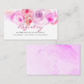 Roze Rozen Watercolor Cadeau Registratie Informatiekaartje (Voorkant / Achterkant)