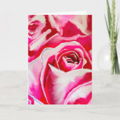 Roze rozen watercolor kunst kaart (Voorkant)