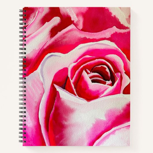 Roze rozen watercolor kunst notitieboek (Voorkant)