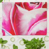 Roze rozen watercolor kunst theedoek (Gevouwen)