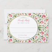 Roze Rozen Waterverf Bloemen Huwelijk RSVP Kaart (Voorkant)