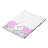 Roze Rozen, Waterverf bloemen, Monogram Notitieblok (Linkerzijde)