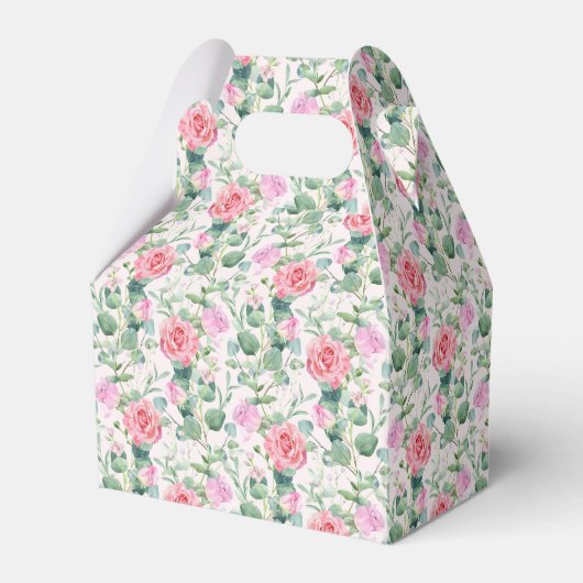 Roze Rozen Waterverf Bloemen  Tuin Bedankdoosjes (Voorkant Zijde)