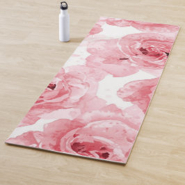 Roze Rozen Waterverf Bloemendecor Botanisch Yogamat