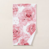 Roze Rozen Waterverf Bloemig Blozend Botanisch Bad Handdoek (Handdoek)