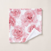 Roze Rozen Waterverf Bloemig Blozend Botanisch Bad Handdoek (Wasdoekje)