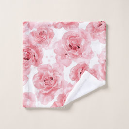 Roze Rozen Waterverf Bloemig Blozend Botanisch Washandje