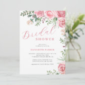 Roze rozen waterverf bloemig elegant vrijgezellenf kaart (Staand voorkant)