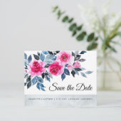 Roze Rozen Waterverf Botanical Save The Date Aankondigingskaart (Staand voorkant)