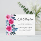 Roze Rozen Waterverf Botanische bruiloft receptie Informatiekaartje (Staand voorkant)
