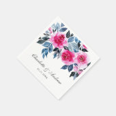 Roze Rozen Waterverf Botanische bruiloft Servet (Hoek)