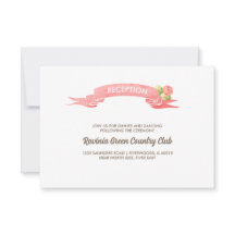 Roze Rozen Waterverf Bruiloft Receptie Kaart