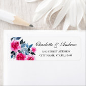 Roze Rozen Waterverf Bruiloft Retouradres Etiket (Insitu)