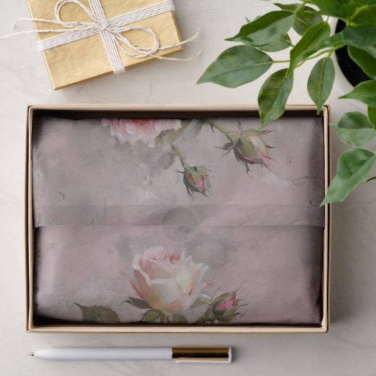 Roze Rozen Waterverf Decoupage Tissuepapier (Geschenk)