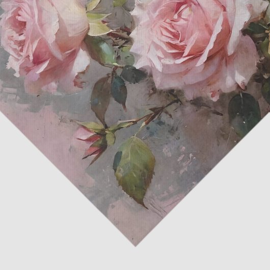 Roze Rozen Waterverf Decoupage Tissuepapier (Detail)