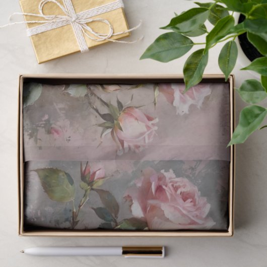 Roze Rozen Waterverf Decoupage Tissuepapier (Geschenk)
