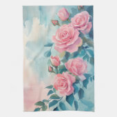 Roze Rozen Waterverf Elegant Theedoek (Verticaal)