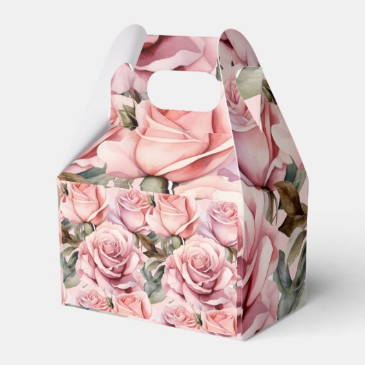 Roze Rozen Waterverf Favoriete Boxen Bedankdoosjes (Achterkant)