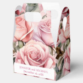 Roze Rozen Waterverf Favoriete Boxen Bedankdoosjes (Geopend)