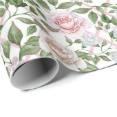 Roze rozen -  Waterverf Floral Cadeaupapier (Rol Hoek)