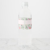 Roze Rozen Waterverf Floral gepersonaliseerd Waterfles Etiket (Achterkant)