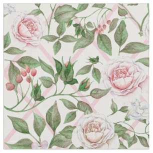 Roze rozen - Waterverf Floral Stof