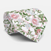 Roze rozen - Waterverf Floral Stropdas (Opgerold)