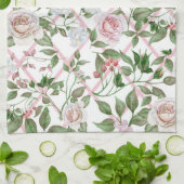 Roze rozen -  Waterverf Floral Theedoek (Gevouwen)