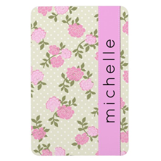 Roze Rozen, Waterverf Flowers, Boho, Jouw naam Magneet (Verticaal)