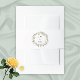 Roze Rozen Waterverf krans bruiloft Uitnodigingen Wikkel