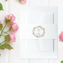 Roze Rozen Waterverf krans bruiloft Uitnodigingen Wikkel