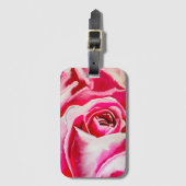 Roze rozen waterverf kunst bagagelabel (Voorkant (verticaal))
