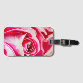 Roze rozen waterverf kunst bagagelabel (Voorkant (horizontaal))
