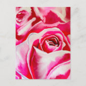 Roze rozen waterverf kunst briefkaart (Voorkant)