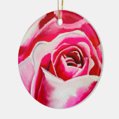 Roze rozen waterverf kunst keramisch ornament (Links)