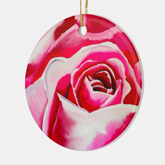 Roze rozen waterverf kunst keramisch ornament (Links)