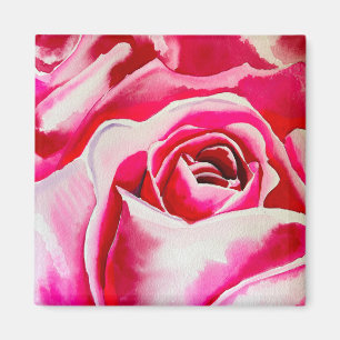 Roze rozen waterverf kunst magneet