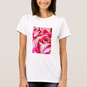 Roze rozen waterverf kunst t-shirt