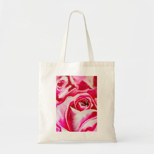 Roze rozen waterverf kunst tote bag (Voorkant)