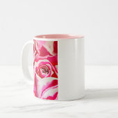 Roze rozen waterverf kunst tweekleurige koffiemok (Voorkant links)