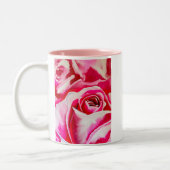 Roze rozen waterverf kunst tweekleurige koffiemok (Links)