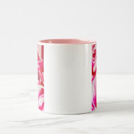 Roze rozen waterverf kunst tweekleurige koffiemok (Center)